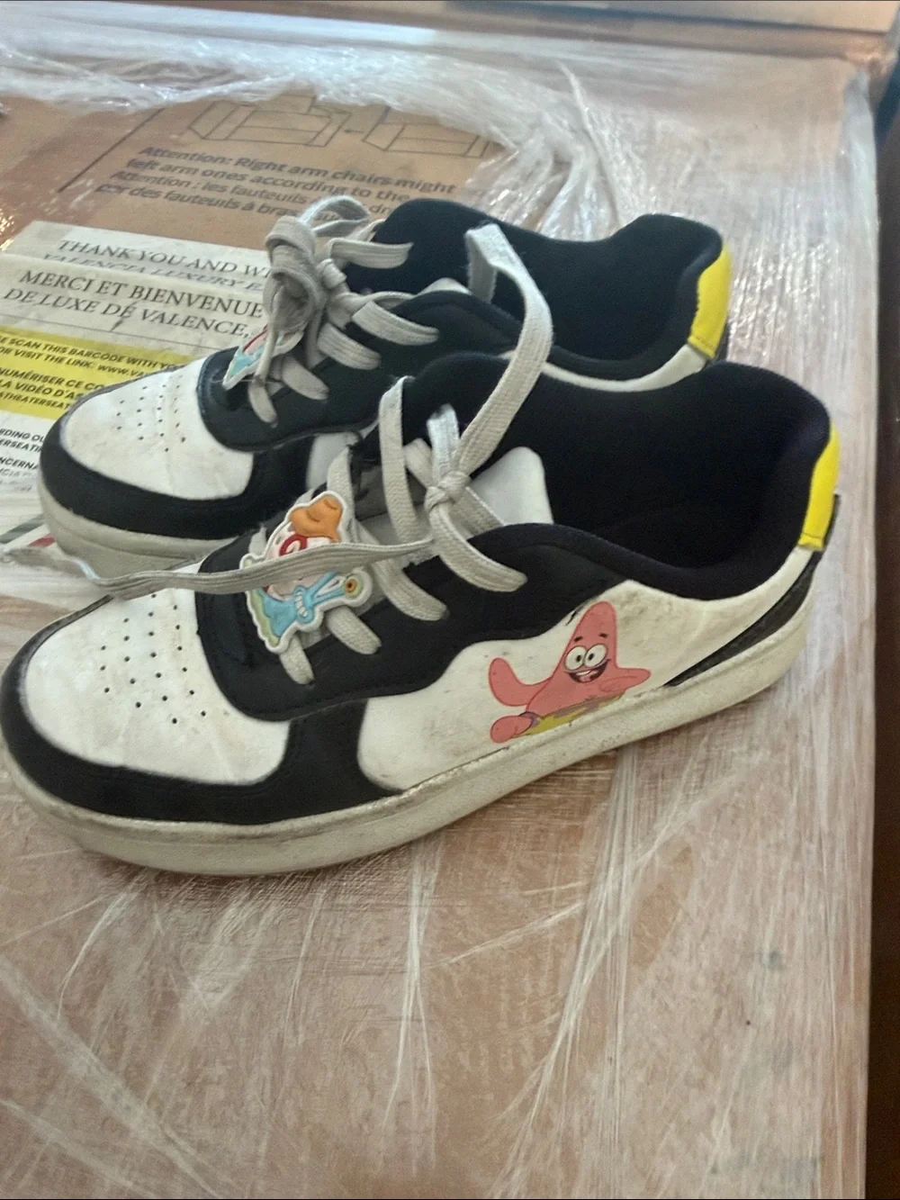 Kids Black and White Sneakers with Playful Shoe Charms
